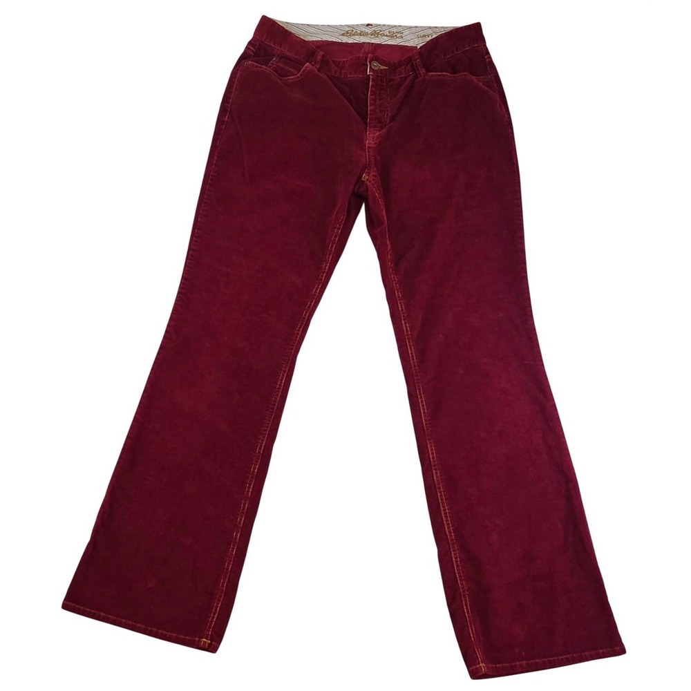 Eddie Bauer Curvy Mid-Rise Bootcut Corduroy Pants Women 10 Burgundy Indie Sleaze